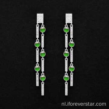 Mooie groene kleur Icy Jadeite drops oorbellen sieraden